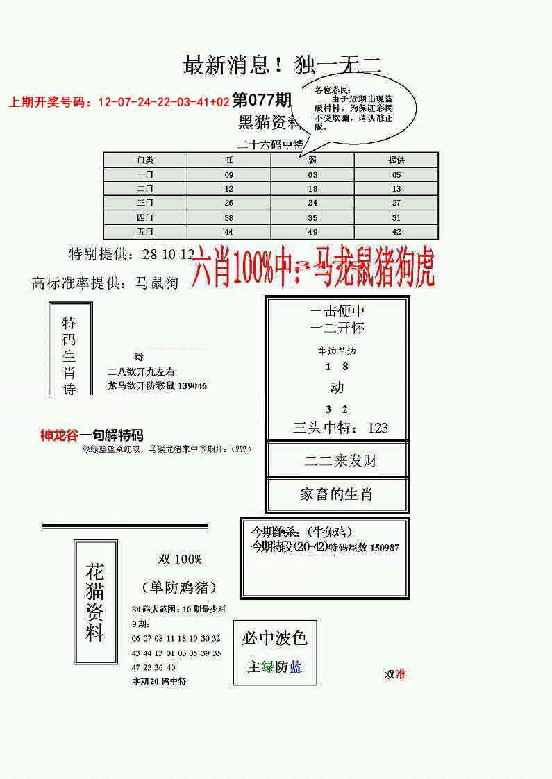 077期独一无二(正)[图]